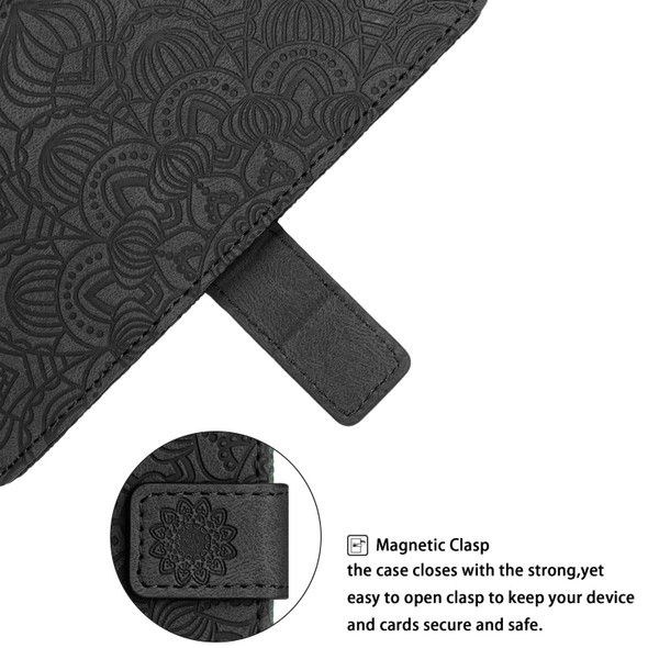 Samsung Galaxy A21s Mandala Embossed Flip Leather Phone Case(Black)