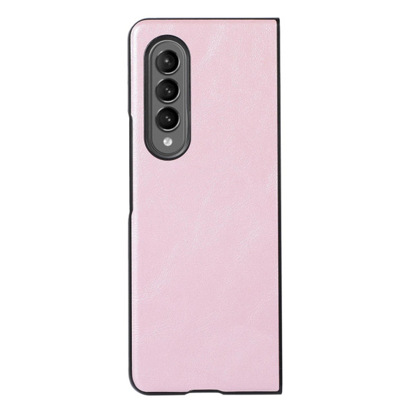 Samsung Galaxy Z Fold4 Cowhide Texture PU Phone Case(Pink)