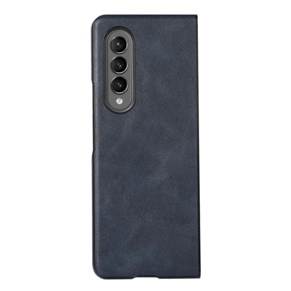 Samsung Galaxy Z Fold4 Cowhide Texture PU Phone Case(Blue)