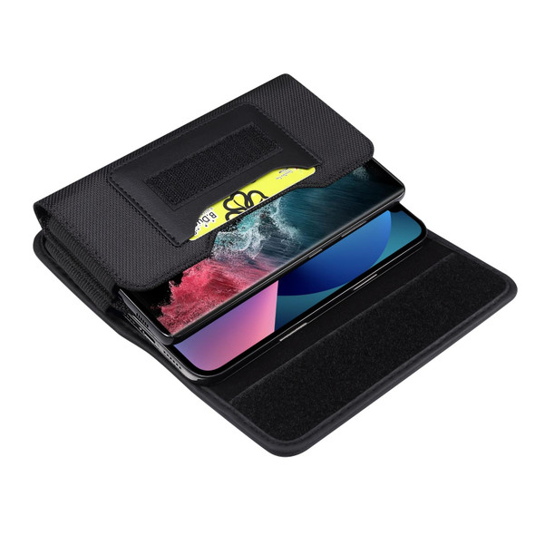 Double Grid Oxford Cloth Card Slot Mobile Phone Case(Black)