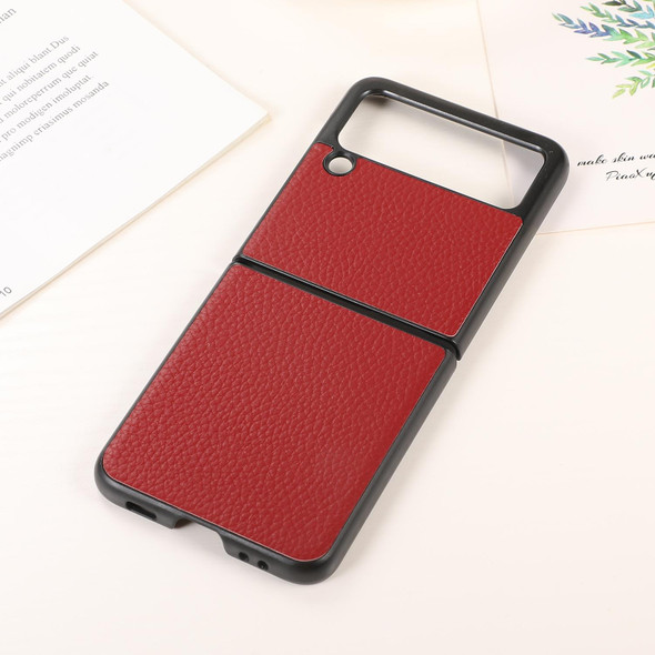 Samsung Galaxy Z Flip3 5G Genuine Leather Lychee Texture Phone Case(Red)