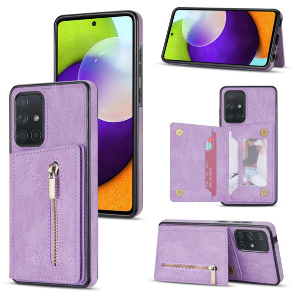 Samsung Galaxy A71 4G Zipper Card Holder Phone Case(Purple)