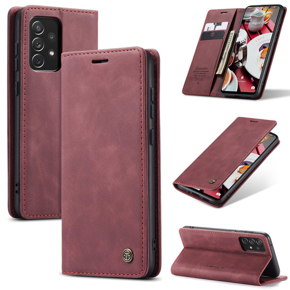 Samsung Galaxy A73 5G CaseMe 013 Multifunctional Horizontal Flip Leather Phone Case(Wine Red)