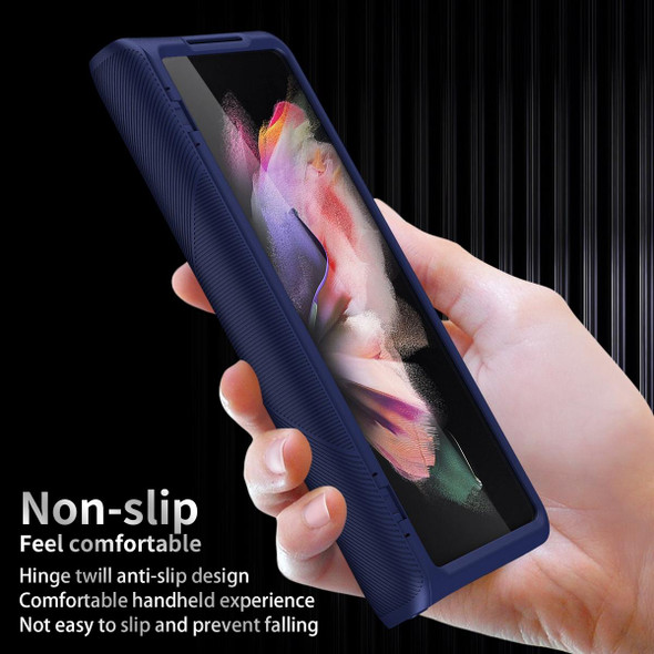 Samsung Galaxy Z Fold3 5G 360 Full Body Armor Hinge Flip Phone Case(Black)