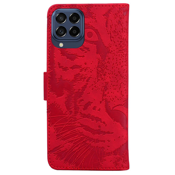 Samsung Galaxy M53 5G Tiger Embossed Leather Phone Case(Red)