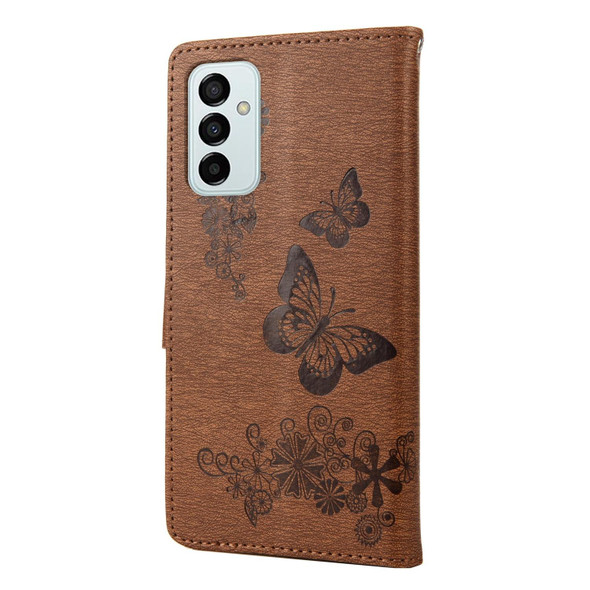 Samsung Galaxy M23 5G Butterfly Embossed Leather Phone Case(Brown)