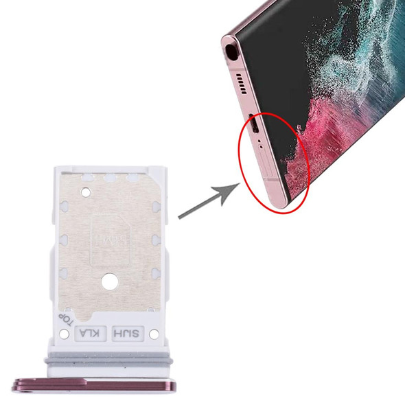Original SIM Card Tray + SIM Card Tray for Samsung Galaxy S22 Ultra 5G SM-S908B (Purple)
