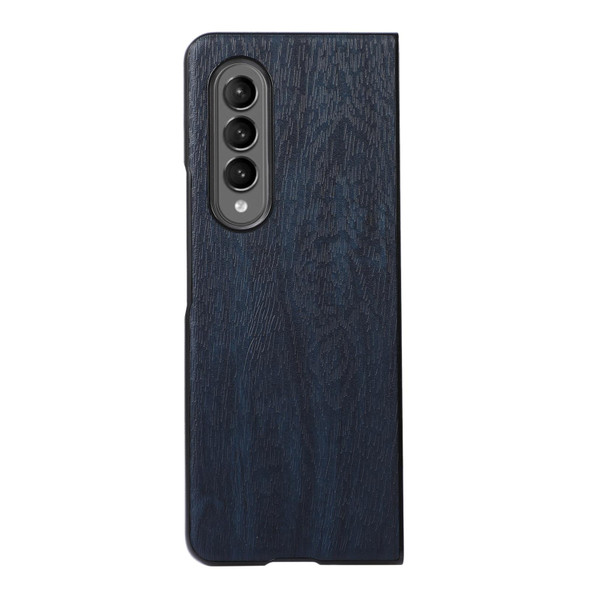 Samsung Galaxy Z Fold4 Wood Texture PU Phone Case(Blue)