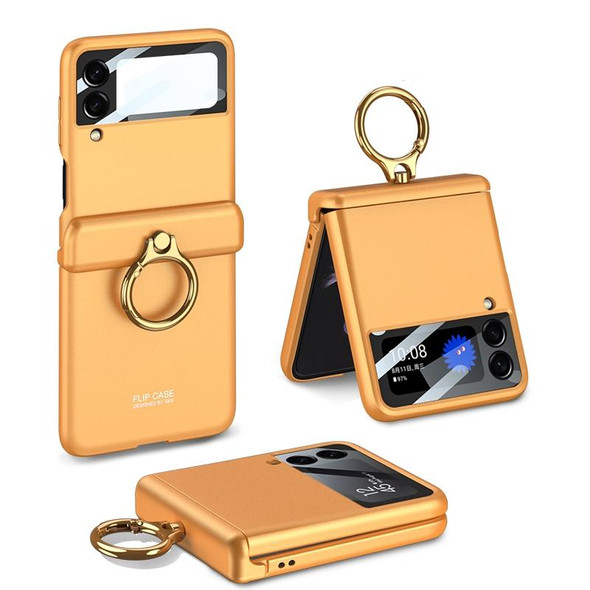 Samsung Galaxy Z Flip3 5G GKK Magnetic Hinged Flip Case with Ring Holder(Orange)