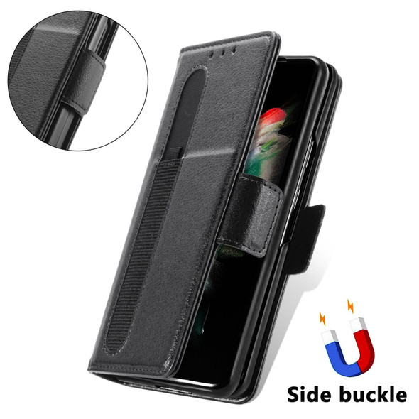 Samsung Galaxy Z Fold3 5G Multi-function Card Pen Slot Leather Phone Case(Black)