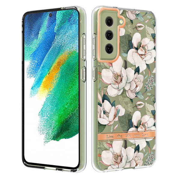 Samsung Galaxy S21 FE 5G Flowers and Plants Series IMD TPU Phone Case(Green Gardenia)