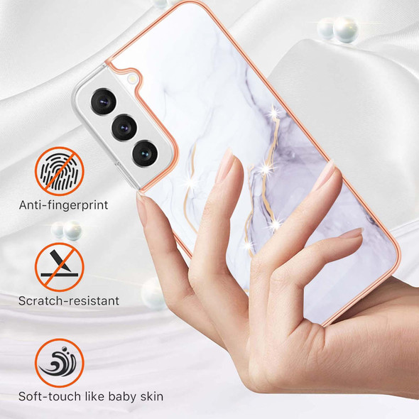 Samsung Galaxy S22+ 5G Electroplating Marble IMD TPU Phone Case(White 006)
