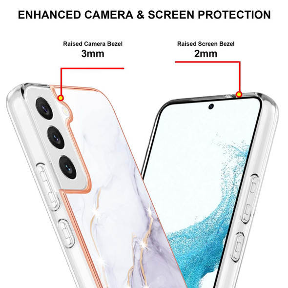 Samsung Galaxy S22 5G Electroplating Marble IMD TPU Phone Case(White 006)