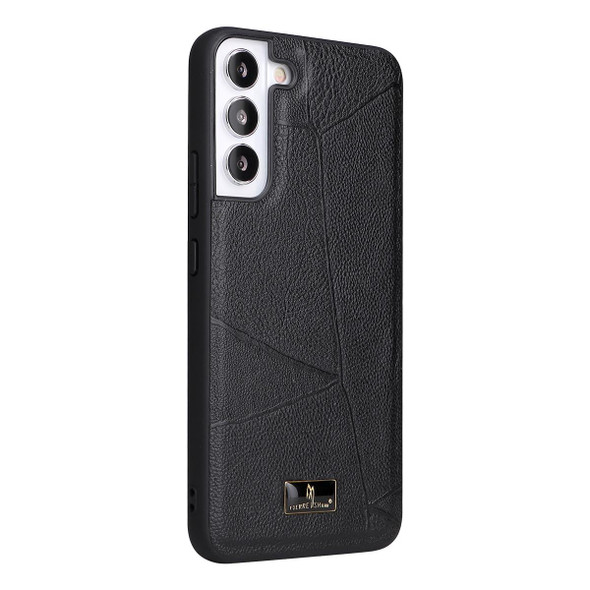 Samsung Galaxy S22+ 5G Fierre Shann Leather Texture Phone Back Cover Case(Ox Tendon Black)