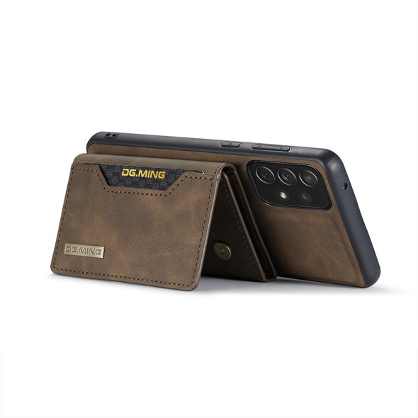 Samsung Galaxy A73 5G DG.MING M2 Series 3-Fold Multi Card Bag + Magnetic Phone Case(Coffee)