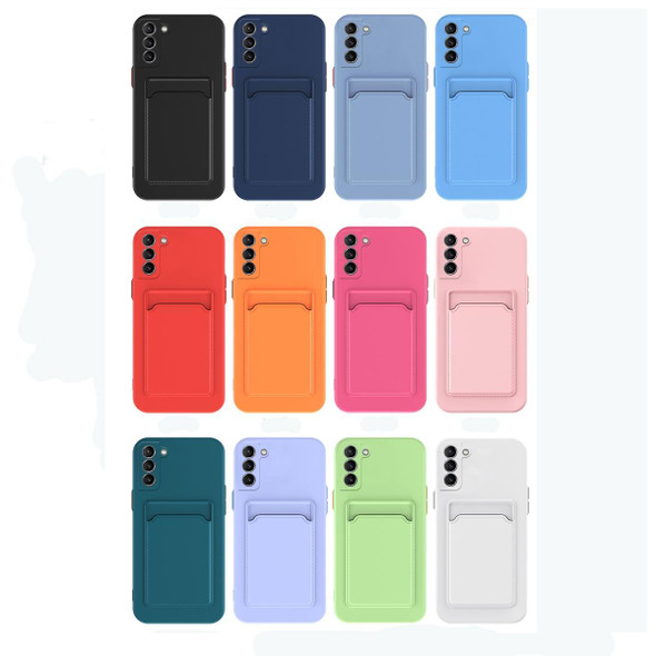 Samsung Galaxy S22 5G Skin Feel Card Contrast Color Button TPU Phone Case(Dark Blue)