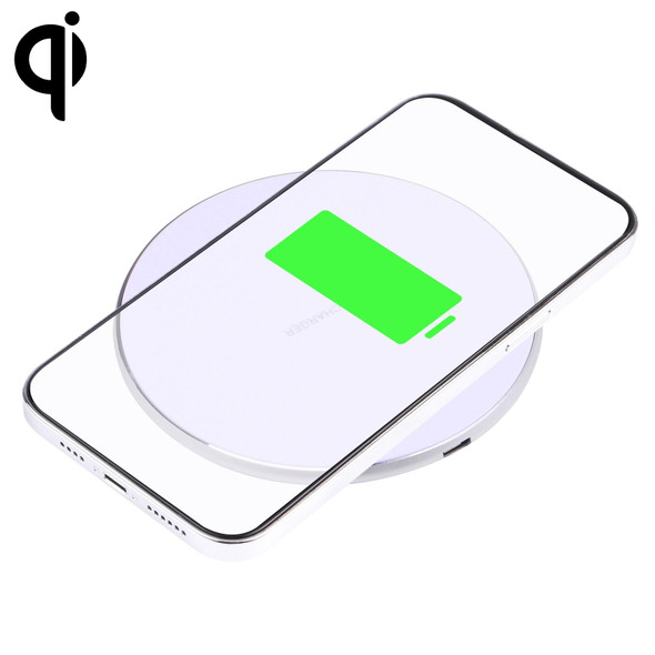 Q25 15W Plaid Pattern Desktop Metal Round Wireless Charger(White)