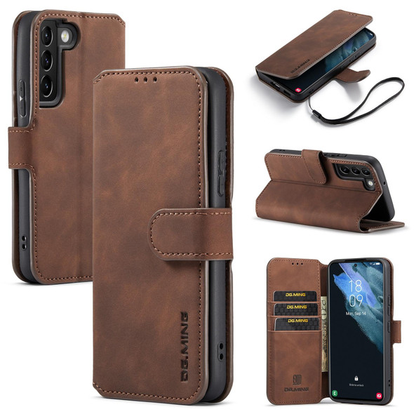 Samsung Galaxy S22 DG.MING Retro Oil Side Horizontal Flip Leather Case with Holder & Card Slots & Wallet(Coffee)