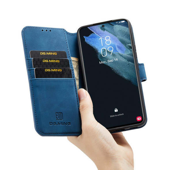 Samsung Galaxy S22 DG.MING Retro Oil Side Horizontal Flip Leather Case with Holder & Card Slots & Wallet(Blue)