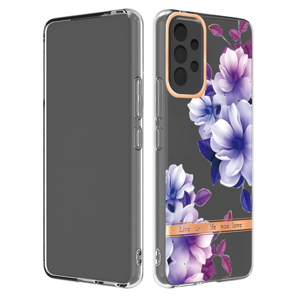 Samsung Galaxy A53 5G Flowers and Plants Series IMD TPU Phone Case(Purple Begonia)