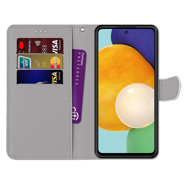 Samsung Galaxy A33 5G Coloured Drawing Cross Texture Horizontal Flip PU Phone Leather Case with Holder & Card Slots & Wallet & Lanyard(Colorful Layer(Chrysanthemum Pink White Purple)