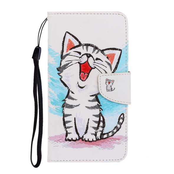 Samsung Galaxy A32 5G 3D Colored Drawing Horizontal Flip Leather Phone Case with Holder & Card Slots & Wallet(Red Mouth Cat)