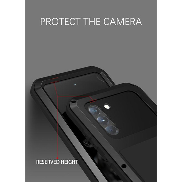 Samsung Galaxy S21 FE LOVE MEI Metal Shockproof Waterproof Dustproof Protective Phone Case with Glass(Yellow)