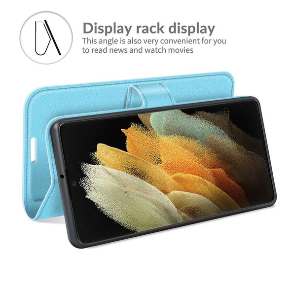 Samsung Galaxy S22 Ultra 5G Litchi Texture Horizontal Flip Protective Case with Holder & Card Slots & Wallet(Blue)