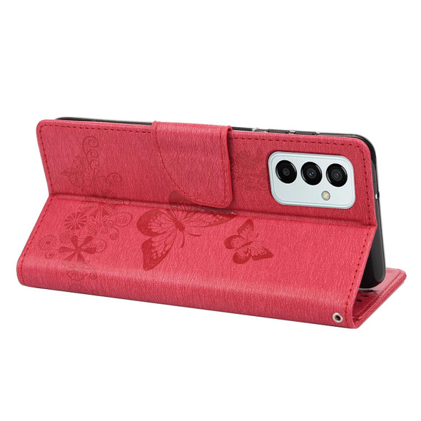 Samsung Galaxy M23 5G Butterfly Embossed Leather Phone Case(Red)