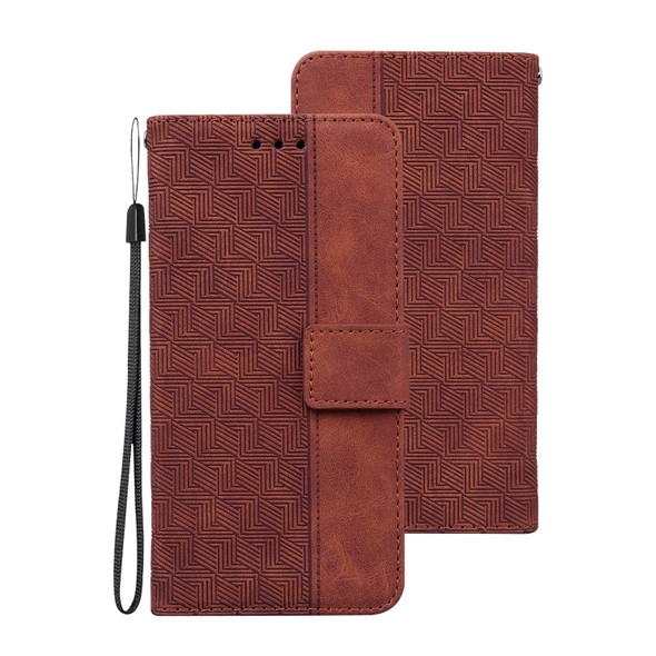 Samsung Galaxy A72 4G / 5G Geometric Embossed Leather Phone Case(Brown)