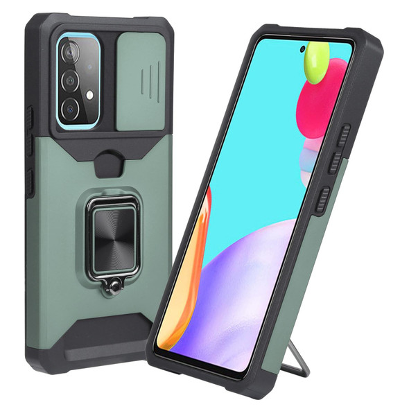 Samsung Galaxy A53 5G Sliding Camera Cover Design PC + TPU Shockproof Phone Case(Dark Green)