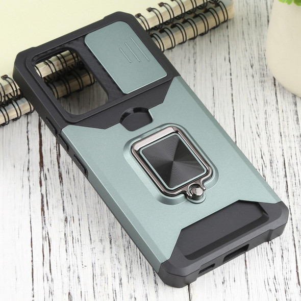 Samsung Galaxy A53 5G Sliding Camera Cover Design PC + TPU Shockproof Phone Case(Dark Green)