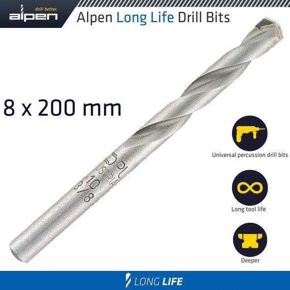 MASONRY BIT LONG LIFE 8 X 200MM