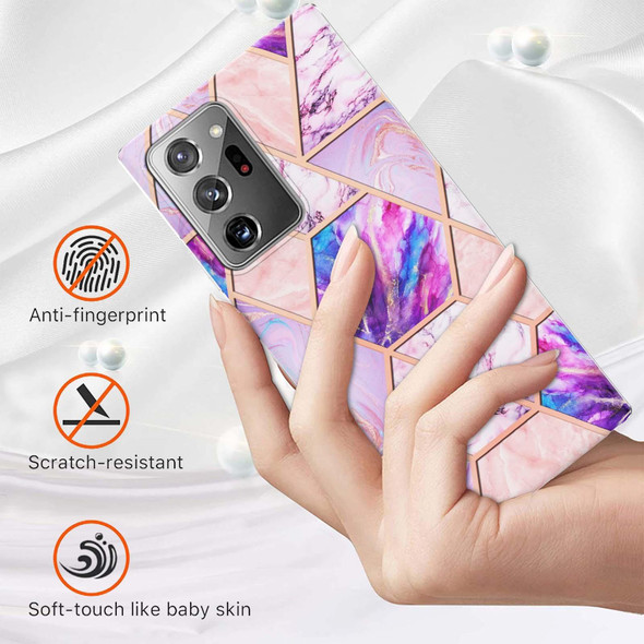 Samsung Galaxy Note20 Ultra Electroplating Splicing Marble TPU Phone Case(Light Purple)