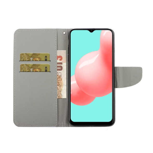 Samsung Galaxy A22 4G 3D Colored Drawing Horizontal Flip Leather Phone Case with Holder & Card Slots & Wallet(Coconut Tree)