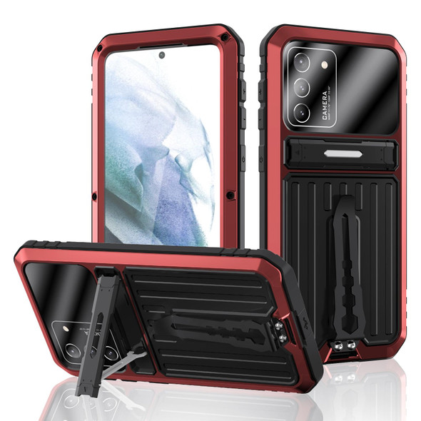 Samsung Galaxy S21 Ultra 5G Armor Shockproof Splash-proof Dust-proof Phone Case with Holder(Red)