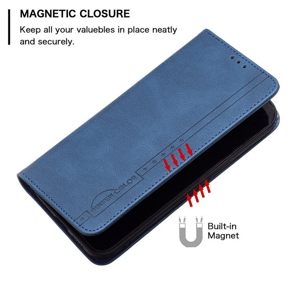 Samsung Galaxy S21 Ultra 5G Magnetic RFID Blocking Anti-Theft Leather Case with Holder & Card Slots & Wallet(Blue)