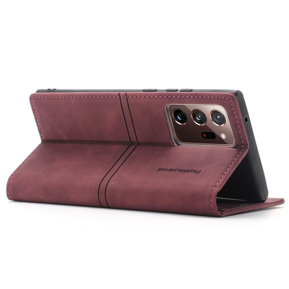 Samsung Galaxy Note20 Ultra Dream Magnetic Suction Business Horizontal Flip PU Leather Case with Holder & Card Slot & Wallet(Wine Red)