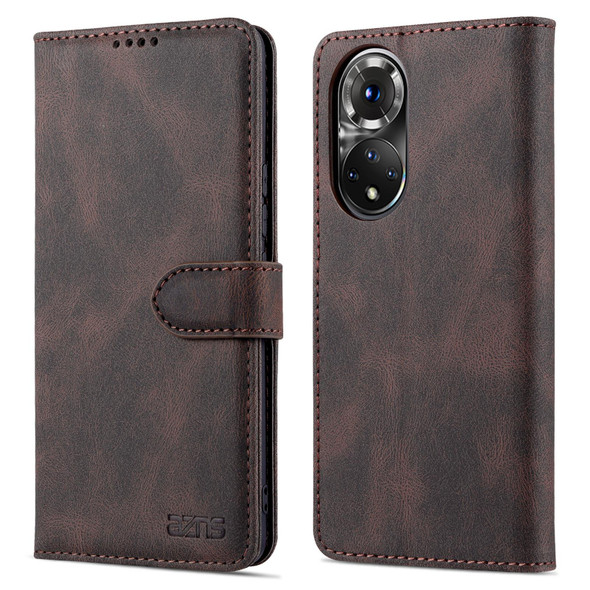 Honor 50 Pro AZNS Dream II Skin Feel PU+TPU Horizontal Flip Leather Case with Holder & Card Slots & Wallet(Coffee)