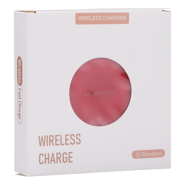 10W QI Plaid Pattern Round Metal Wireless Charger (Red)