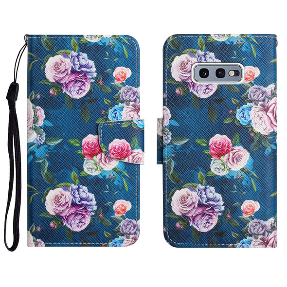 Samsung Galaxy S10e Painted Pattern Horizontal Flip Leather Case with Holder & Card Slot & Wallet(Fluorescent Rose)