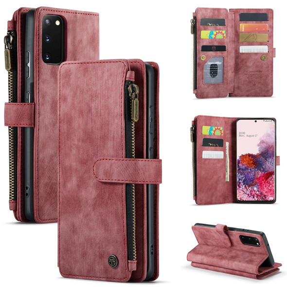 Samsung Galaxy S20 5G CaseMe-C30 PU + TPU Multifunctional Horizontal Flip Leather Case with Holder & Card Slot & Wallet & Zipper Pocket(Red)