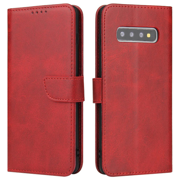 Samsung Galaxy S10 Calf Texture Buckle Horizontal Flip Leather Case with Holder & Card Slots & Wallet(Red)