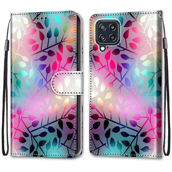 Samsung Galaxy F22 Coloured Drawing Cross Texture Horizontal Flip PU Leather Case with Holder & Card Slots & Wallet & Lanyard(Translucent Glass)