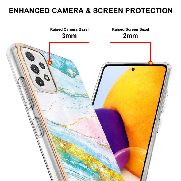 Samsung Galaxy A72 5G / 4G Electroplating Marble Pattern Dual-side IMD TPU Shockproof Case(Green 004)