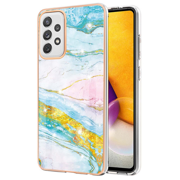 Samsung Galaxy A72 5G / 4G Electroplating Marble Pattern Dual-side IMD TPU Shockproof Case(Green 004)