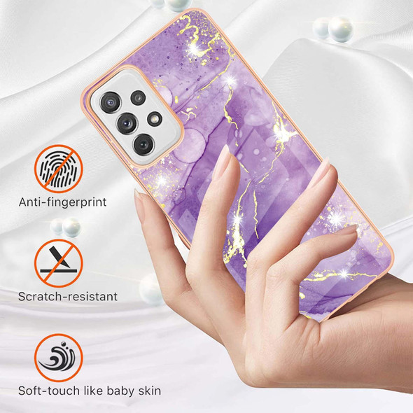 Samsung Galaxy A72 5G / 4G Electroplating Marble Pattern Dual-side IMD TPU Shockproof Case(Purple 002)