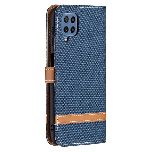 Samsung Galaxy M32 Color Matching Denim Texture Horizontal Flip Leather Case with Holder & Card Slots & Wallet & Lanyard(Dark Blue)