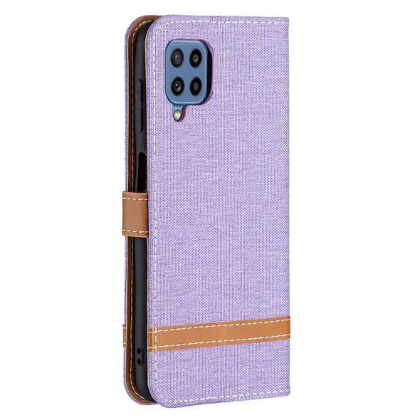 Samsung Galaxy M32 Color Matching Denim Texture Horizontal Flip Leather Case with Holder & Card Slots & Wallet & Lanyard(Purple)