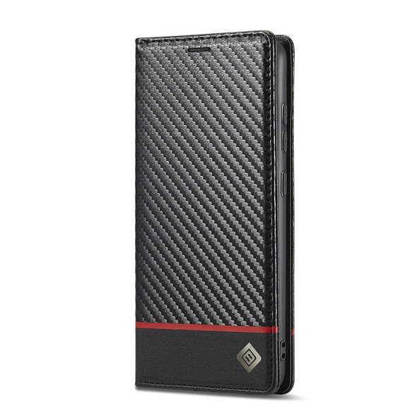 LC.IMEEKE Carbon Fiber PU + TPU Horizontal Flip Leather Case with Holder & Card Slot & Wallet - Samsung Galaxy A72 5G / 4G(Horizontal Black)